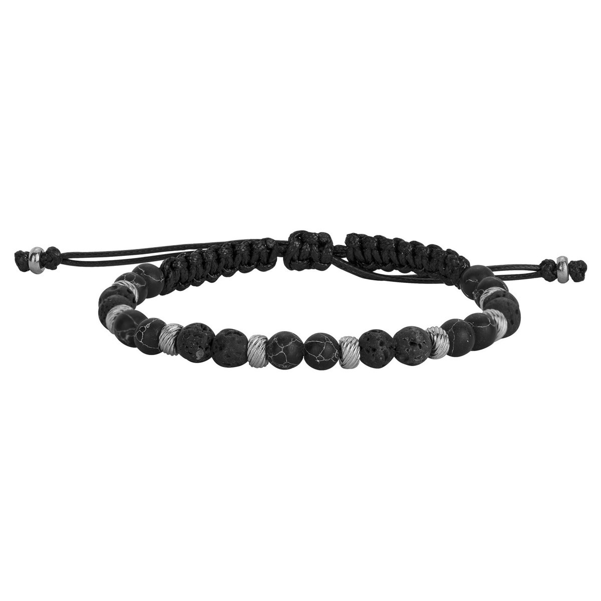 Bracelet souple Abel en Acier 316L avec lave noir