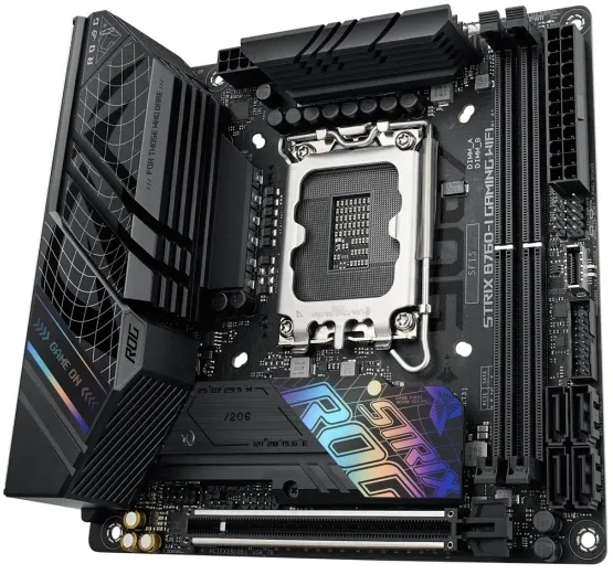 ASUS ROG STRIX B760-I GAMING WIFI - Bundkort - mini ITX - LGA1700 sokkel - B760 Chipset - USB 3.2 Gen 1, USB-C 3.2 Gen 1, USB-C 3.2 Gen 2x2, USB-C 3.2 Gen2 - 2.5 Gigabit LAN, Wi-Fi 6E, Bluetooth - onboard grafik (CPU påkrævet) - HD Audio (8-kanaler)