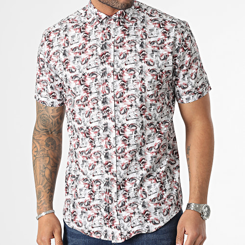 Chemise Manches Courtes Gris Rouge