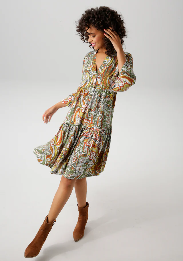 Aniston CASUAL Tunikakleid mit farbharmonischem, grossflächigen Paisley-Muster