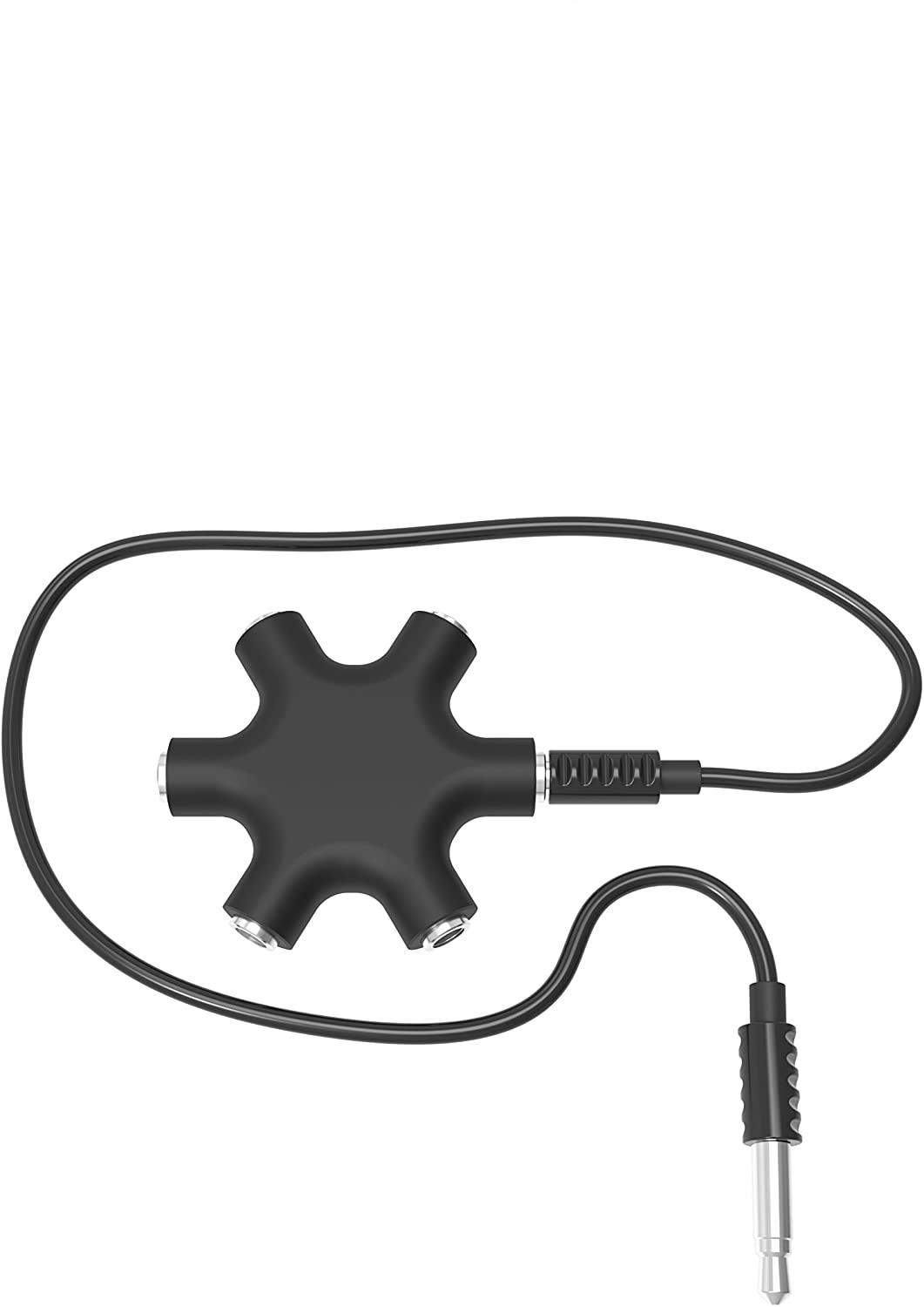 (Ø5cm) 6-fach 3.5mm Stereo Aux Audio Adapter Splitter   24cm Verbindungskabel - Schwarz