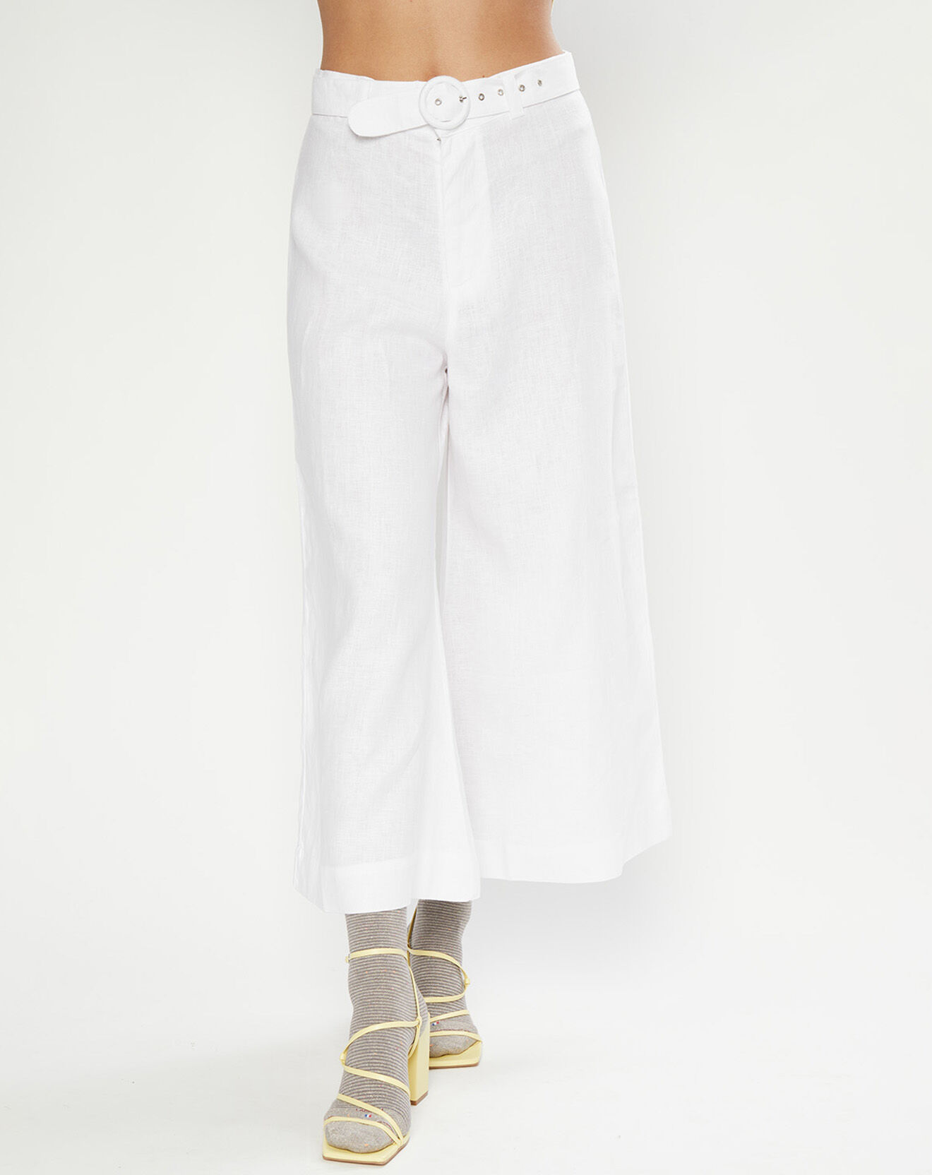 Faithfull the Brand Pantalon 100% Lin Lissandra Wide blanc