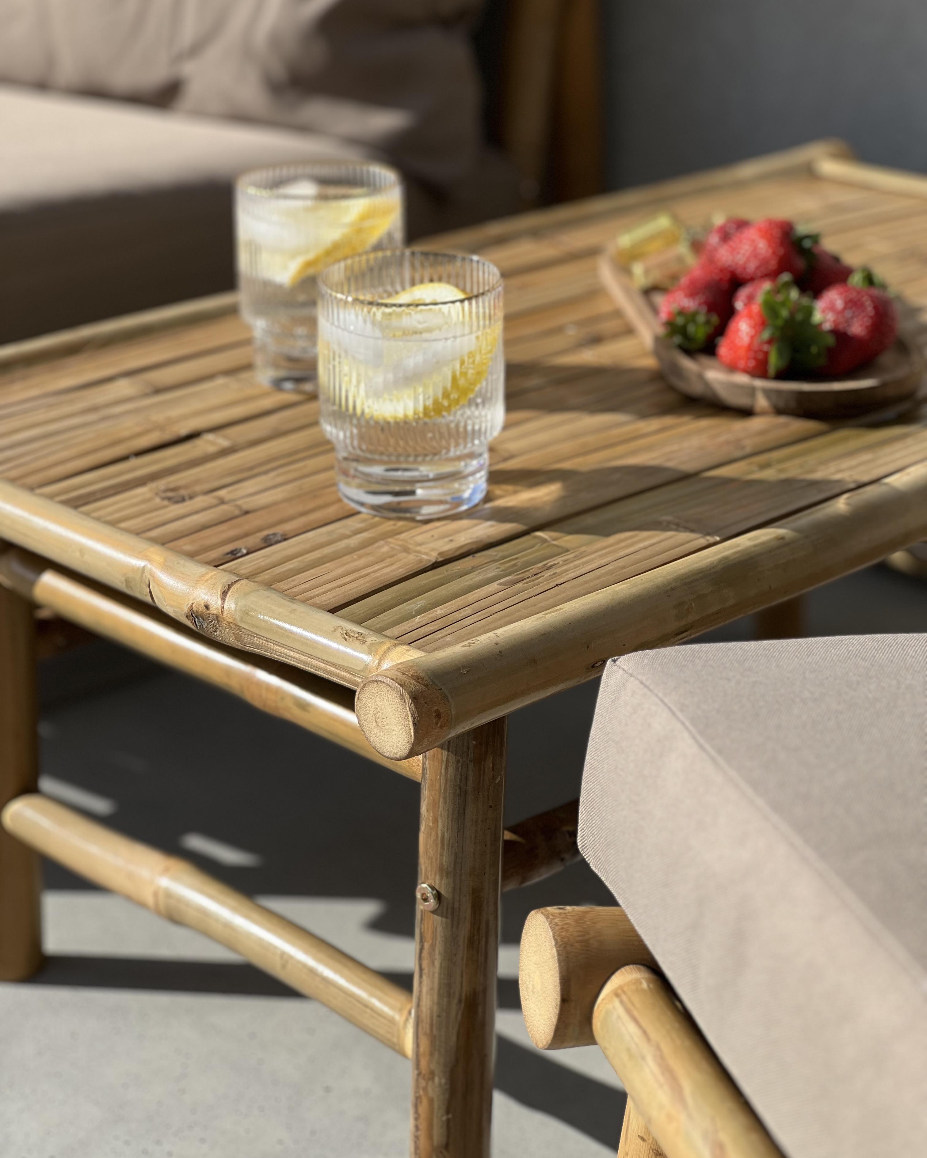Loungeset met tafel 2-zits TODI Bamboehout Taupe
