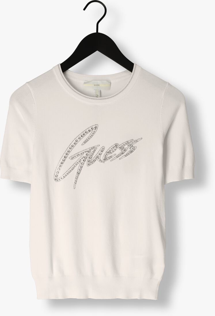 GUESS ecru guess t-shirt grace logo sweater