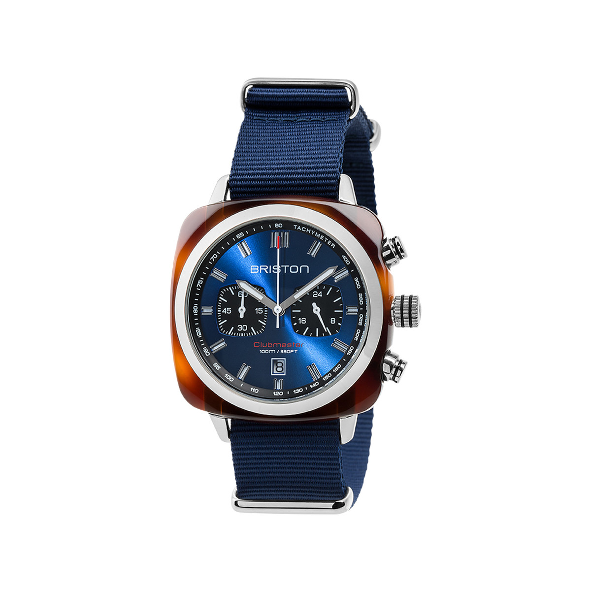 Montre BRISTON clubmaster sport homme bracelet tissu bleu