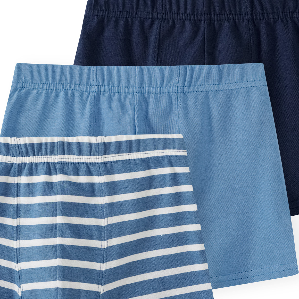 Famy 3 Jungen Boxer mit Bio Baumwolle blau / dunkelblau / weiss