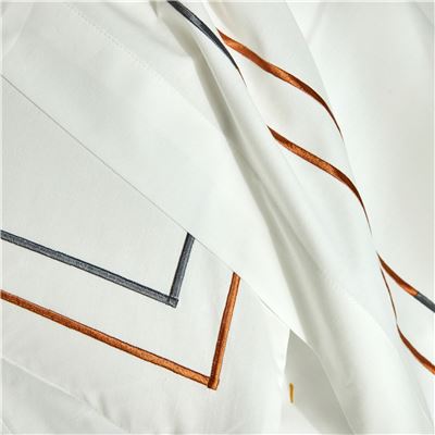 Linge de lit percale broderie bicolore - BECQUET CRÉATION