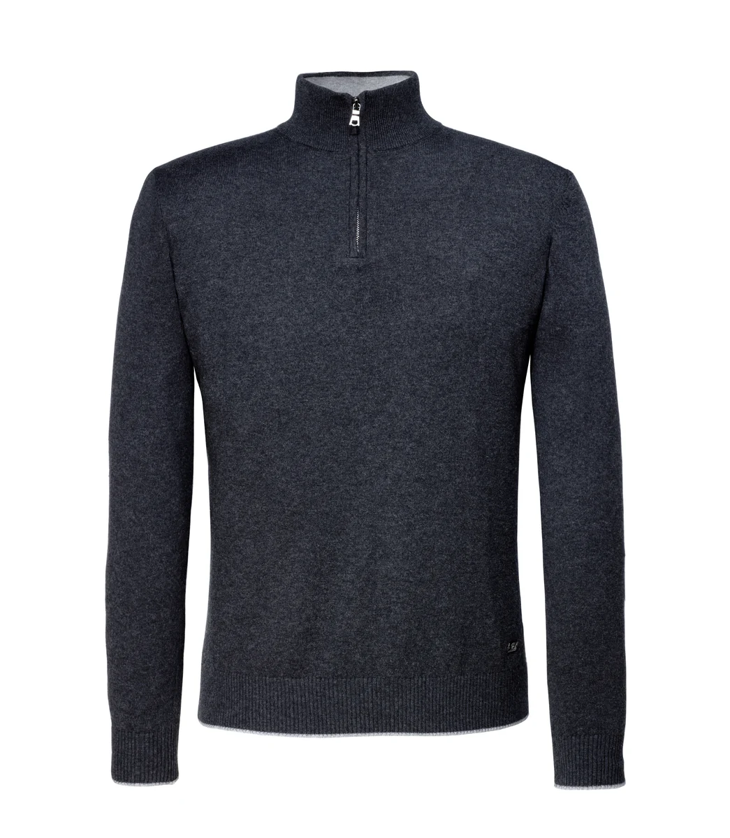 Pull col zippé anthracite 