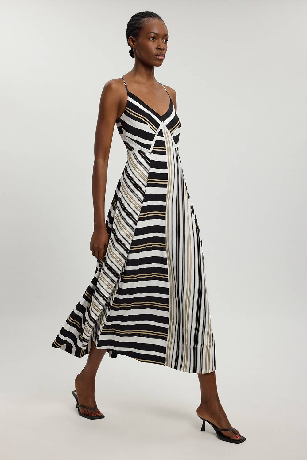 KarenMillen Robe À Bretelles En Viscose À Rayures Contrastées