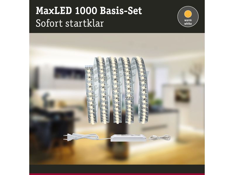 Paulmann LED-Stripe MaxLED 1000 2700 K, 1.5 m Basisset Unbeschichteter LED-Streifen, kürzbar