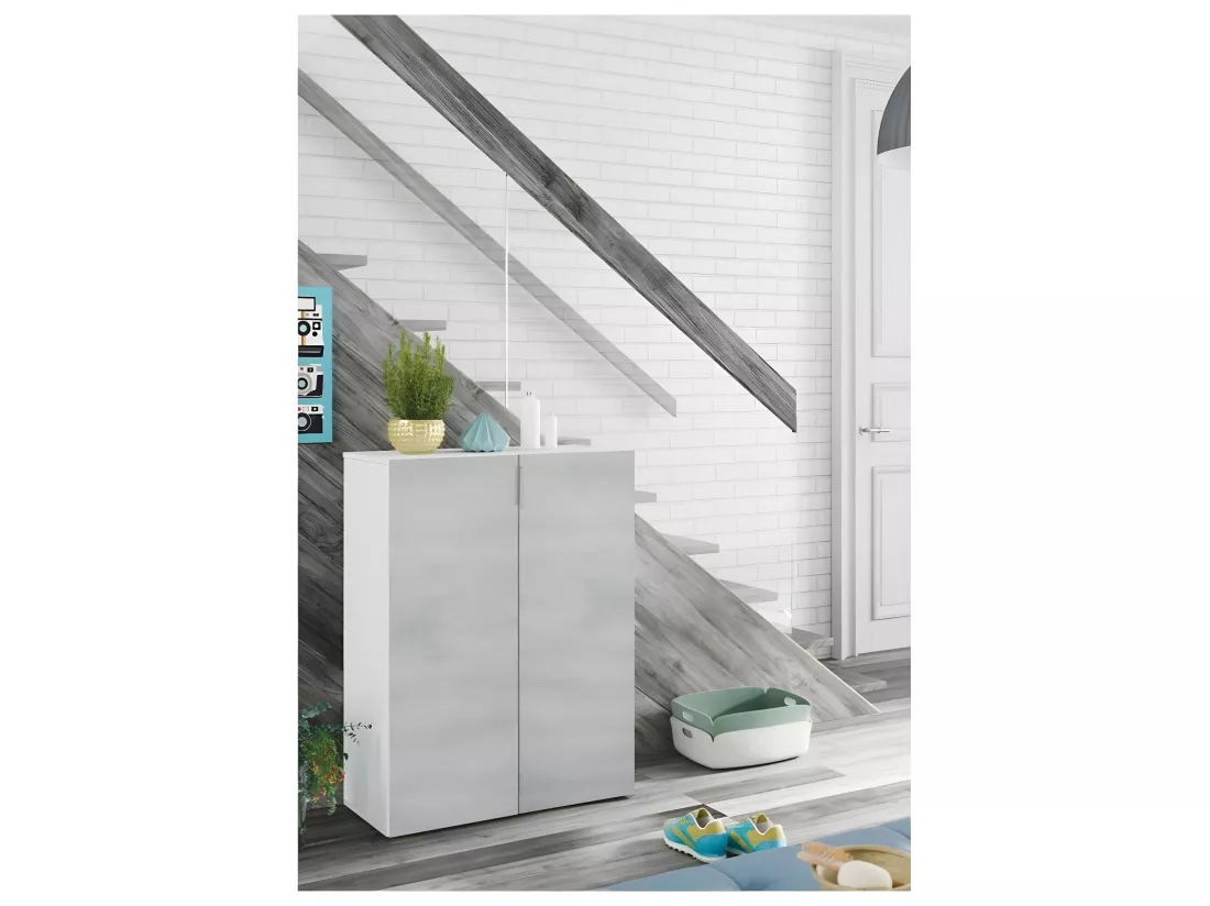 Meuble à chaussures 2 portes (28 paires) L72 x H103 cm