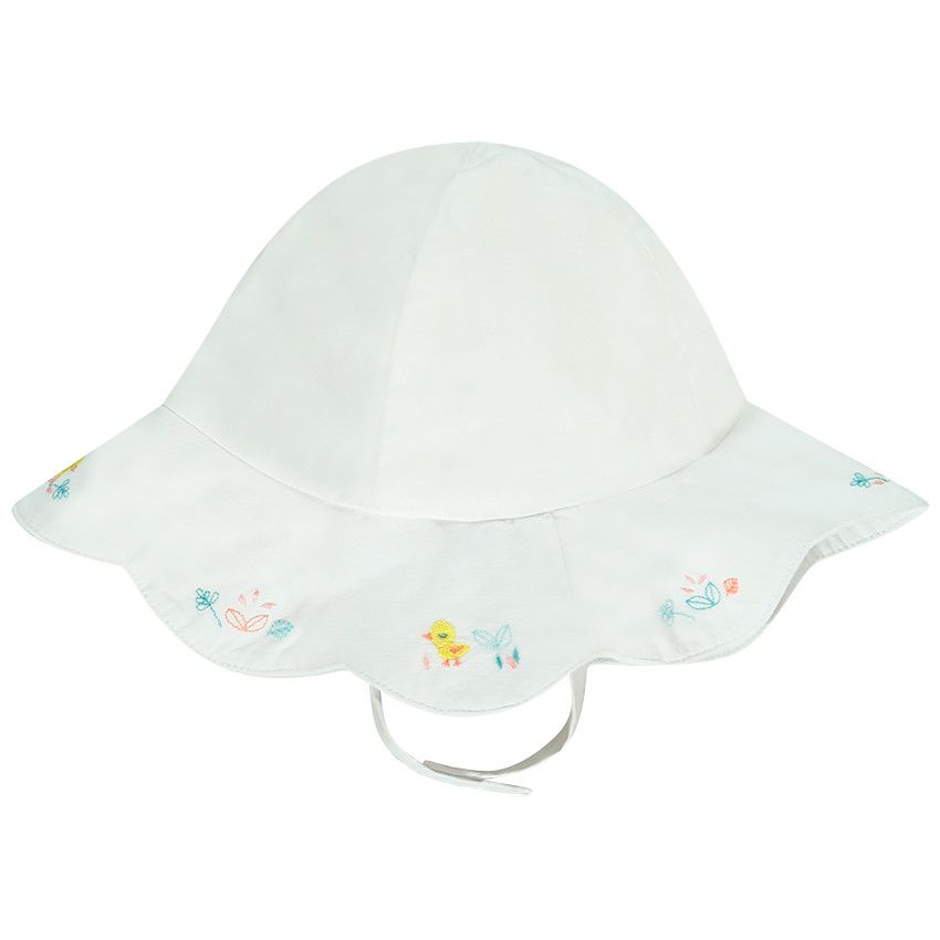 Charlotte en voile façonné avec broderies pour bébé fille - Blanc