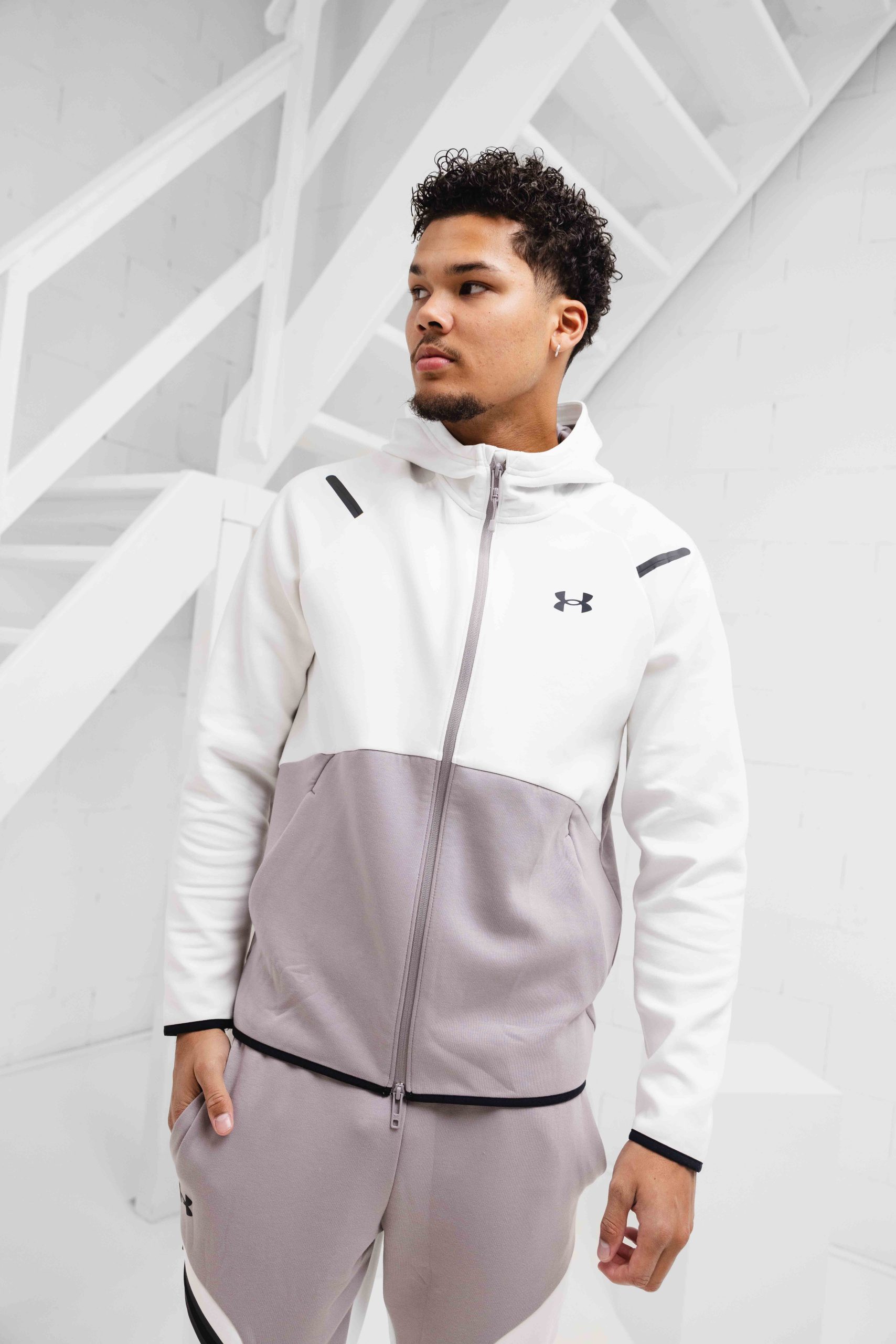 Under Armour Unstoppable Fleece Trainingspak Heren Wit/Bruin