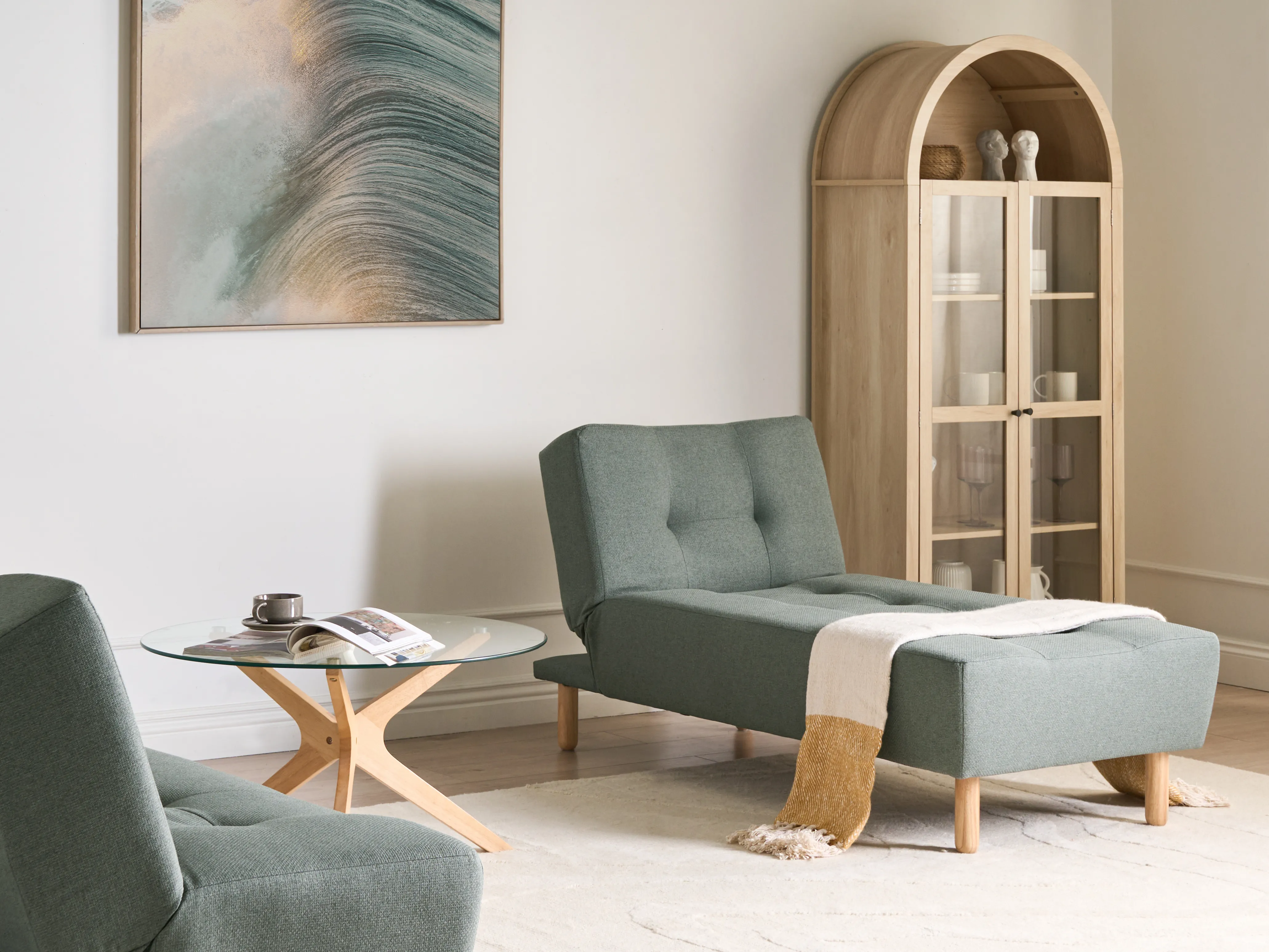 Chaise longue ALSTEN Stof Groen