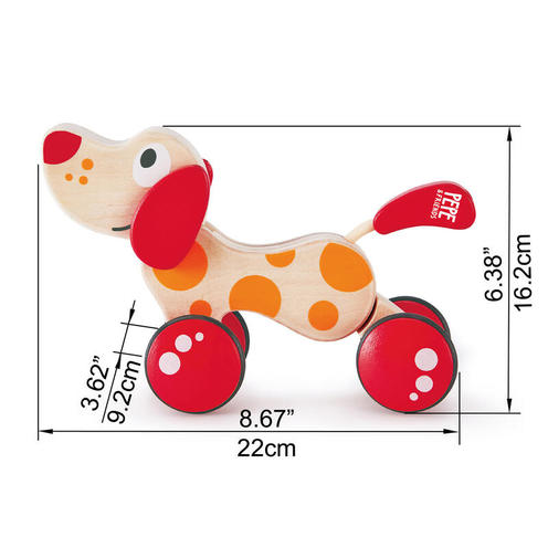 Chien Puppy à tirer Bois et rouge - HAPE
