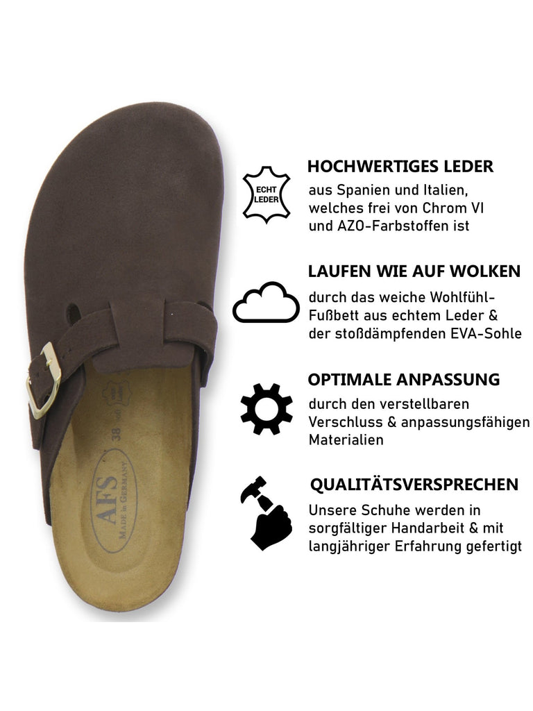 Clogs Damen Leder espresso Velour