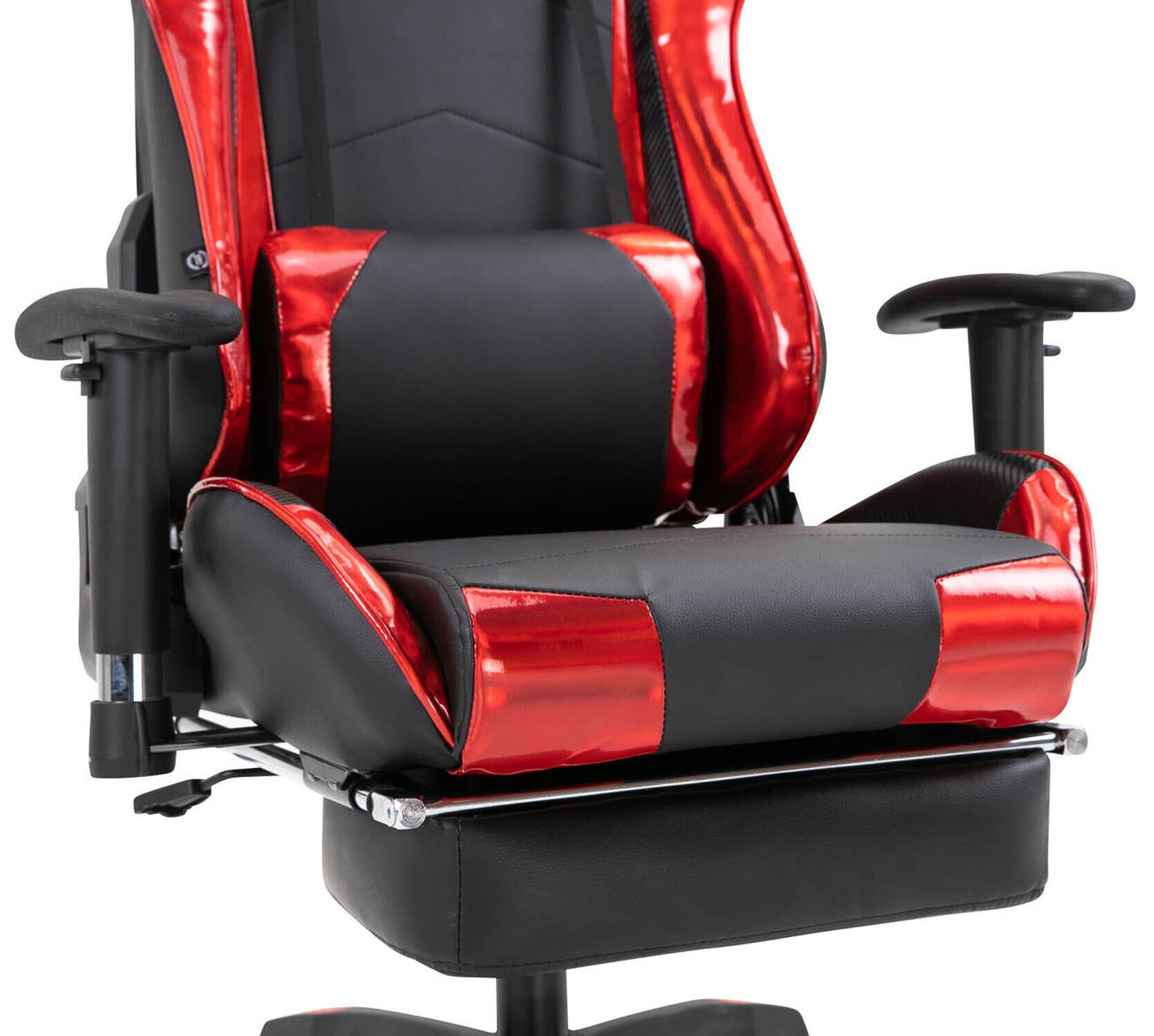 TPFLiving Racing Bürostuhl Turbine mit Fußablage glanz Schwarz/Weiß