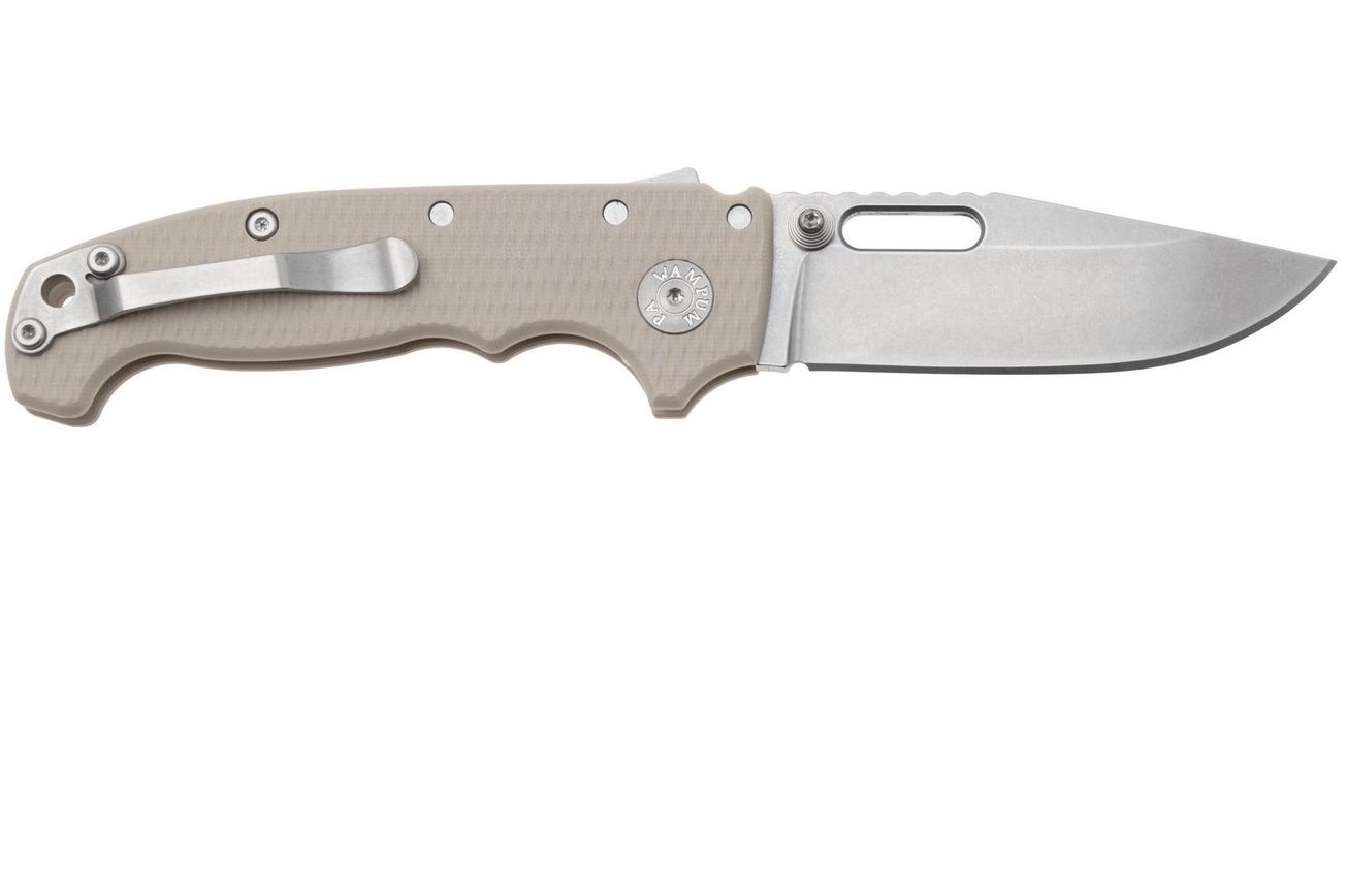 Demko MG AD20 Shark-Lock, Stonewashed MagnaCut Clip Point, MGAD20-MAG-TAN-G10, Tan G10 zakmes