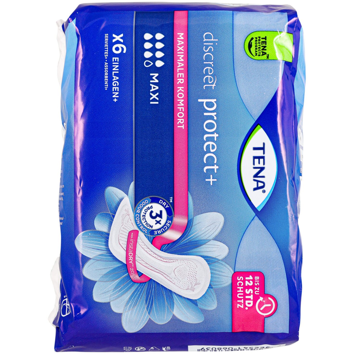 Tena Discreet protect+ Inkontinenz-Einlagen Maxi 6 Stück