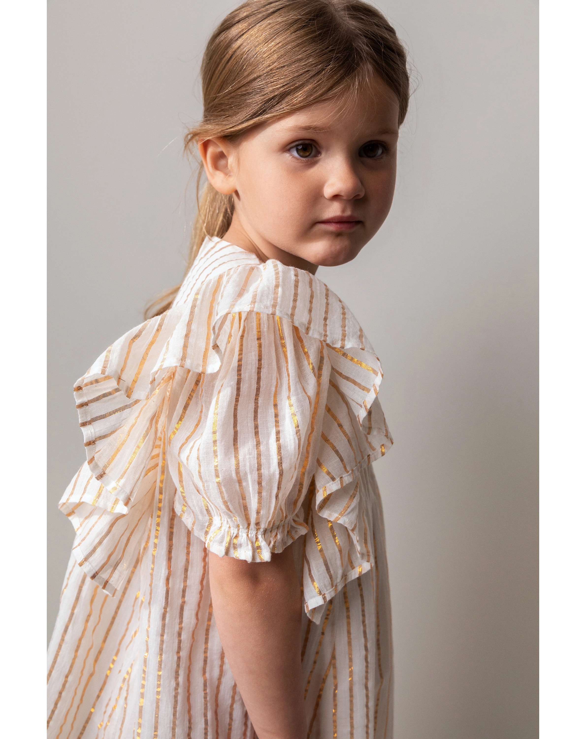 Kurzarmkleid DAILYN STRIPES in gold