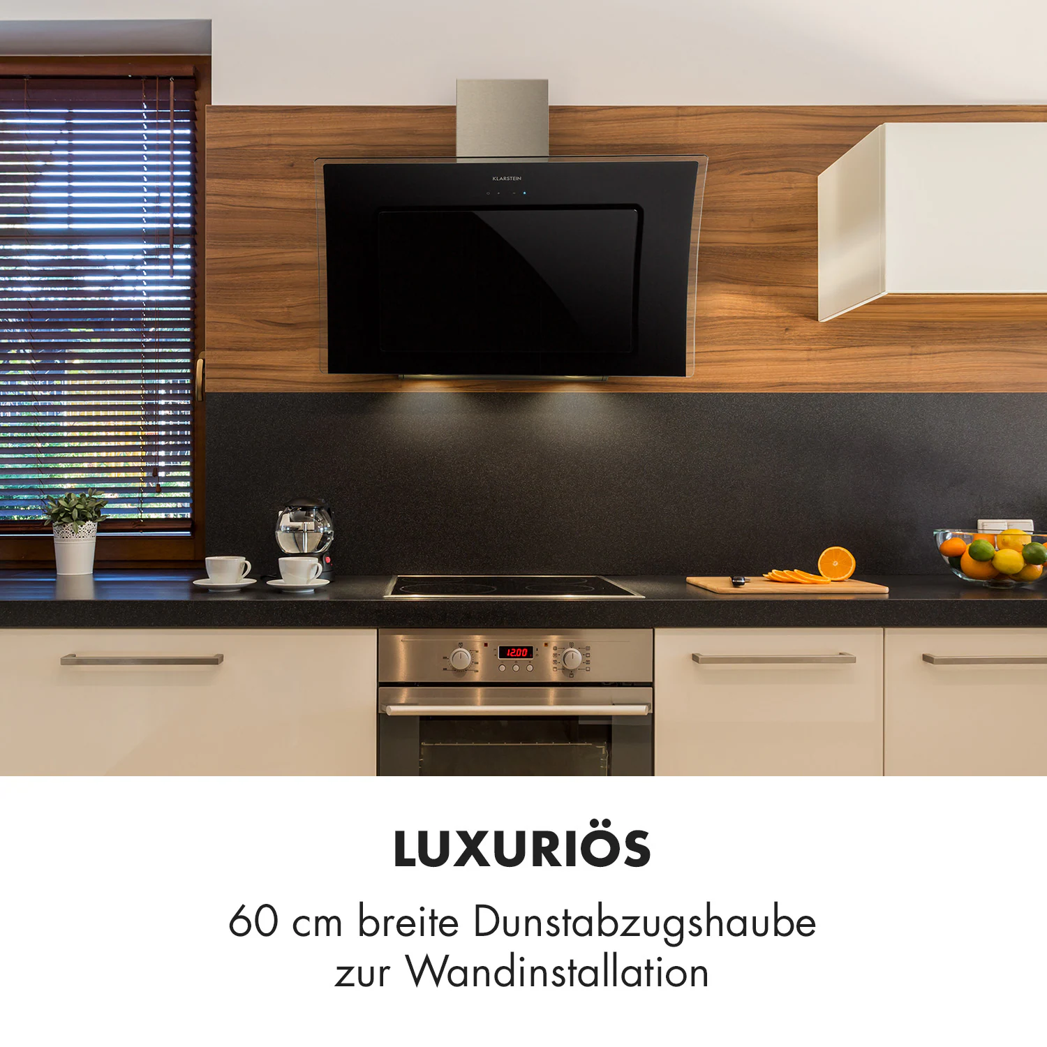 Sabia 90 Dunstabzugshaube 90cm 600m³/h LEDs 3 Leistungsstufen schwarz Schwarz