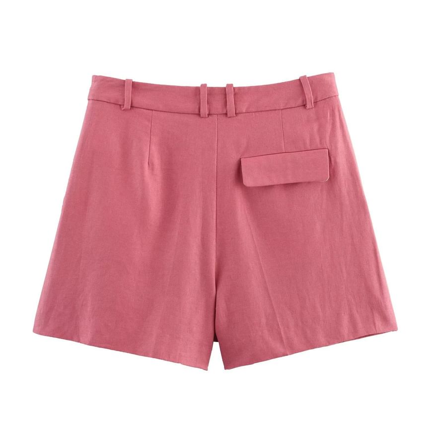 Cumulys - V-hals effen knoopvest / hoge taille jurk shorts