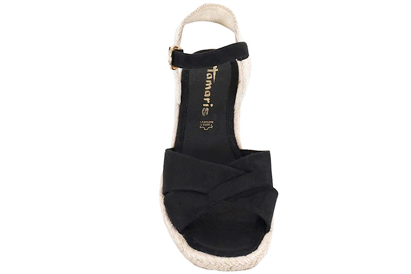TAMARIS SANDAL PÅ KILEHÆL I SORT TEKSTIL