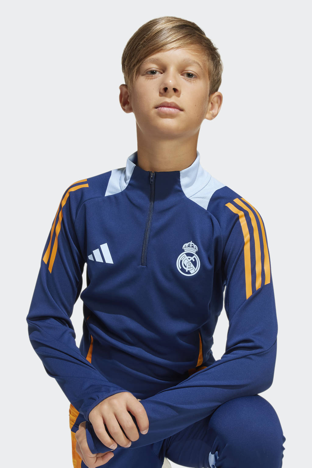 adidas sportshirt Real Madrid training blauw/oranje