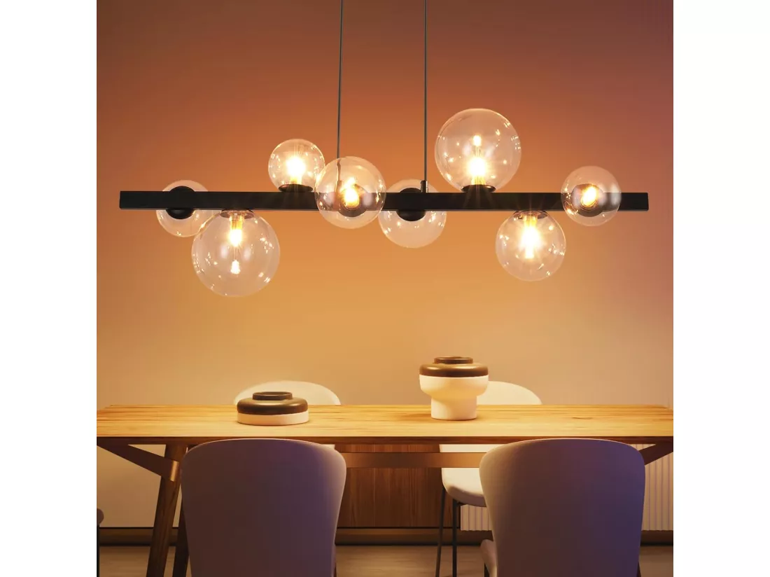 NETTLIFE Suspension table à manger lampe suspendue salon suspendu G9 suspension 8 ampoules verre moderne