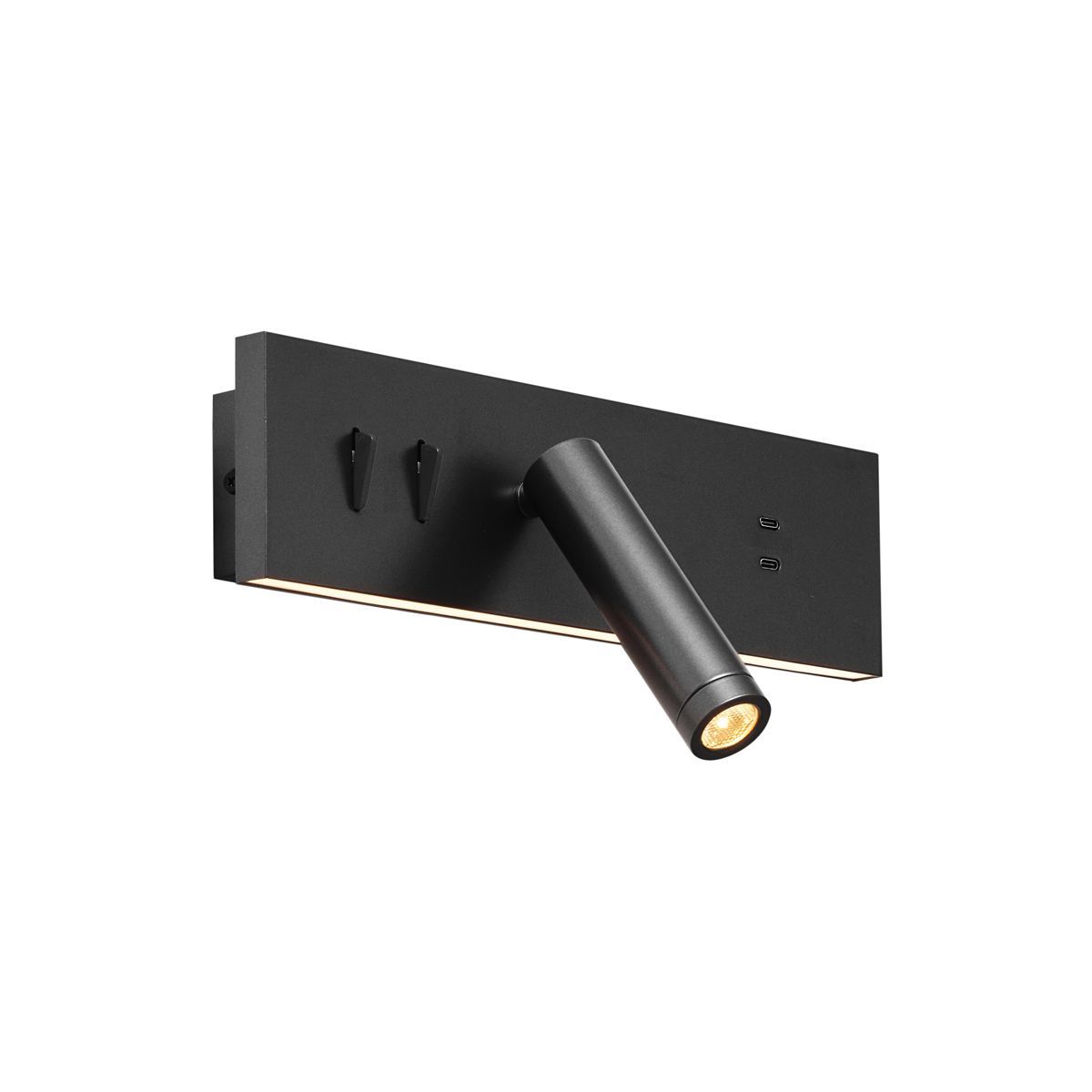Moderne wandlamp zwart verstelbaar met USB-C incl. LED - Modric