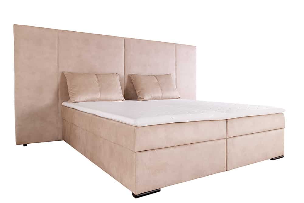 Design Boxspringbett SUITE HOTELBETT 180x200cm beige Samt inkl. Stauraum Topper
