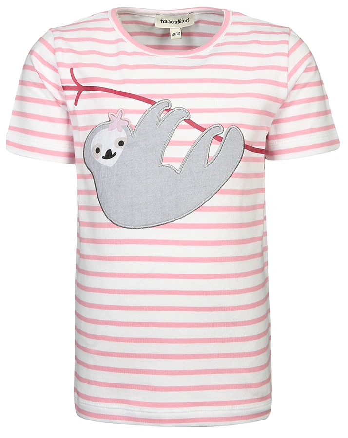 T-Shirt GIRLS FAULTIER gestreift in weiß/lightpink
