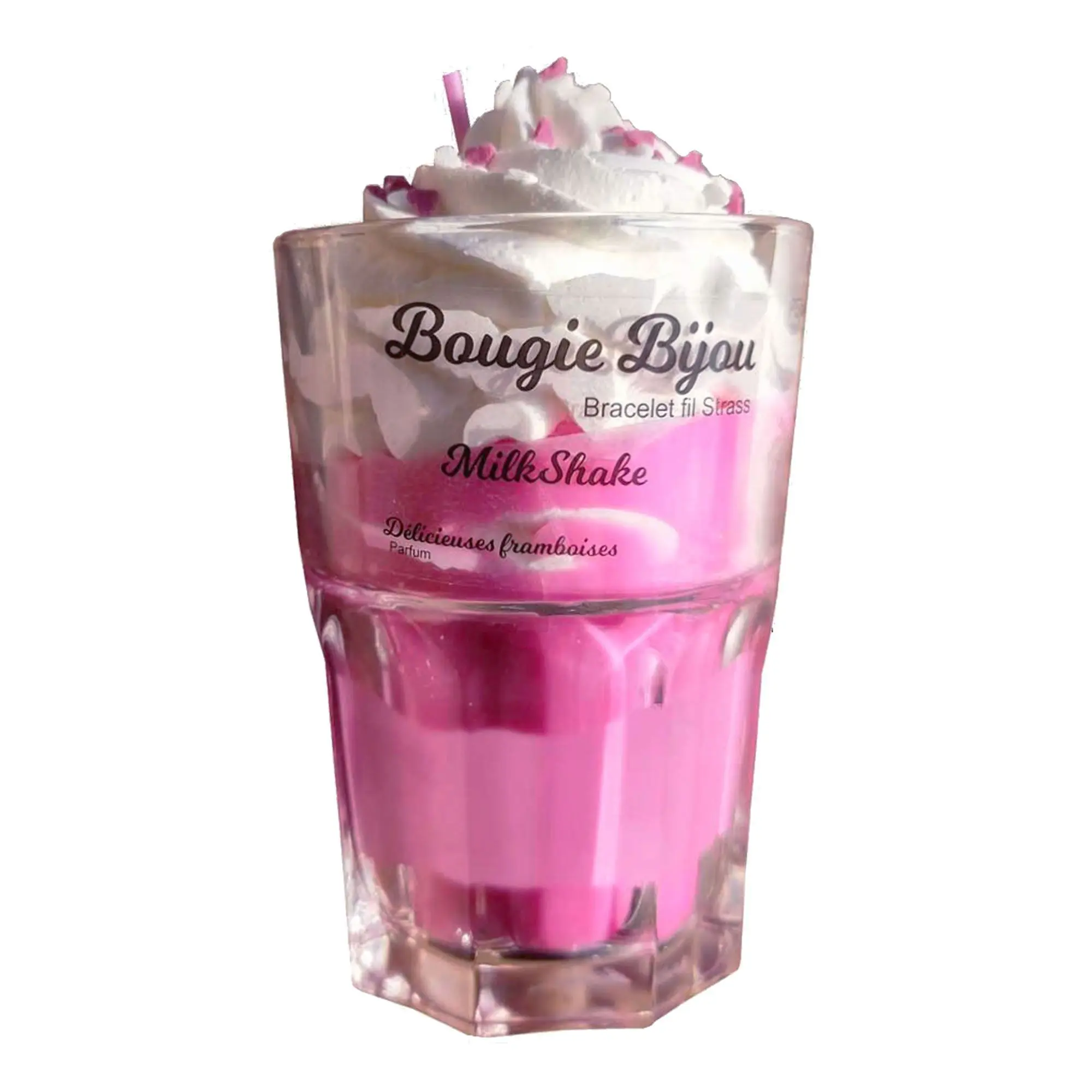 PEAU D'ANE - MilkShake - Délicieuses Framboises Bougie bijou Bracelet Fil Strass - Bougie