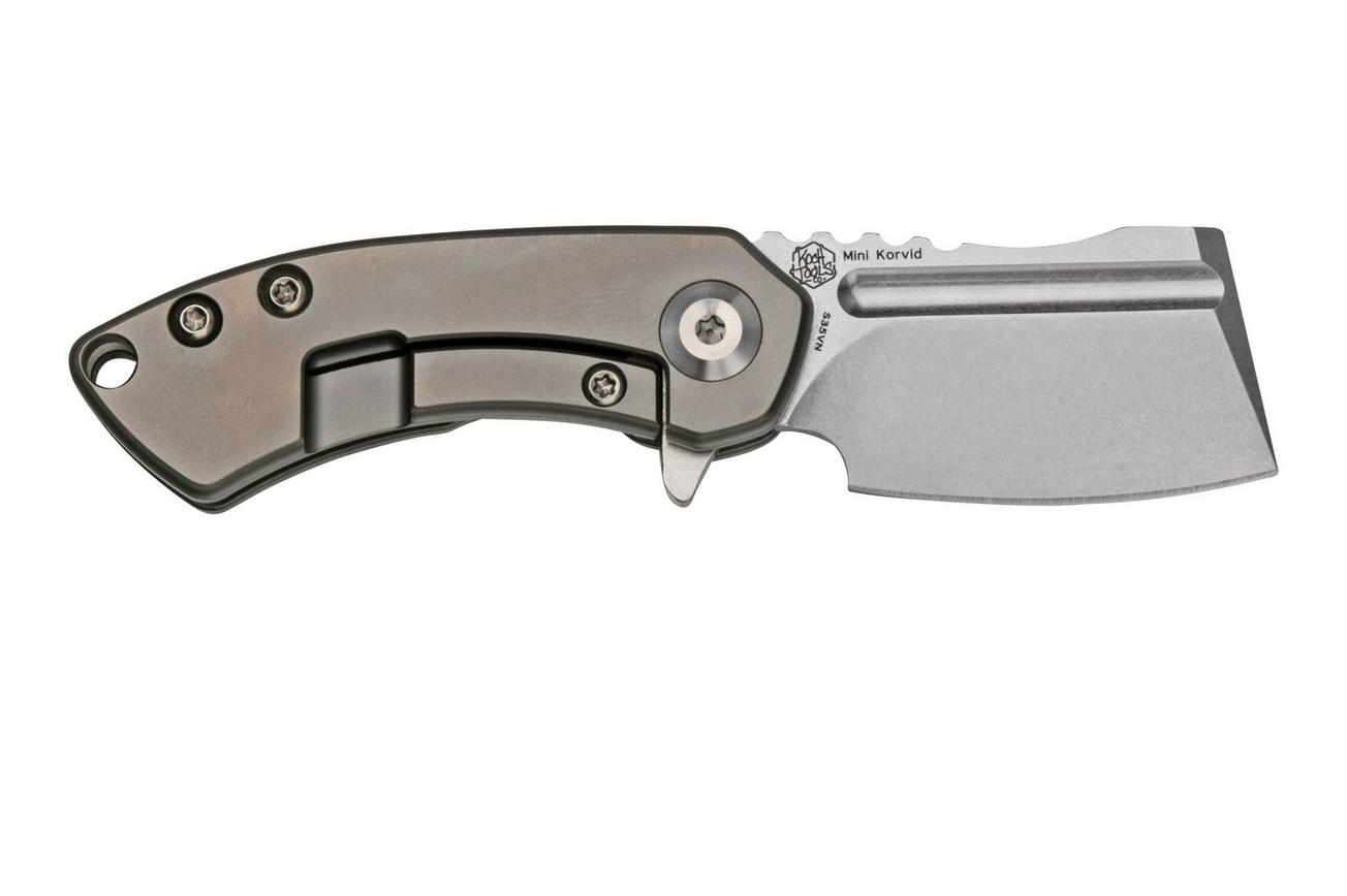 Kansept Mini Korvid K3030A5 Stonewashed CPM-S35VN, Gradient Titanium zakmes, Justin Koch design
