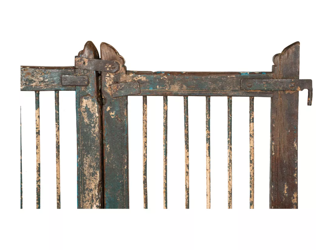BISCOTTINI Portail - Bois Massif et Fer Finition Antique - Clôture en Fer - Portail en Métal - Porte Décorative - Portail d'Entrée - Clôture en Bois - Intérieur et Extérieur - 100x6x102cm