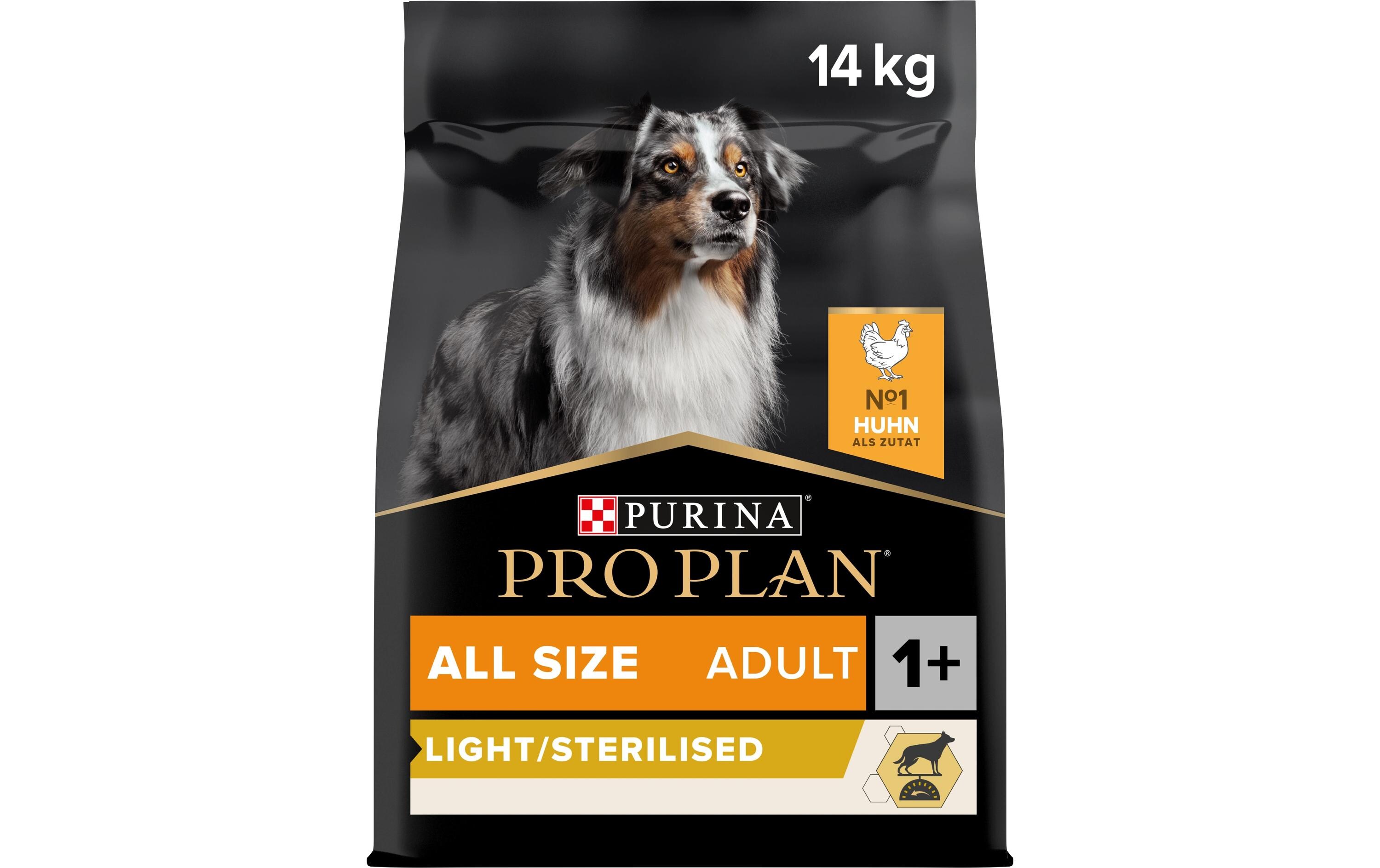 Trockenfutter All Size Adult Light/Sterilised Huhn, 14 kgAlleinfuttermittel für ausgewachsene Hunde aller Grössen