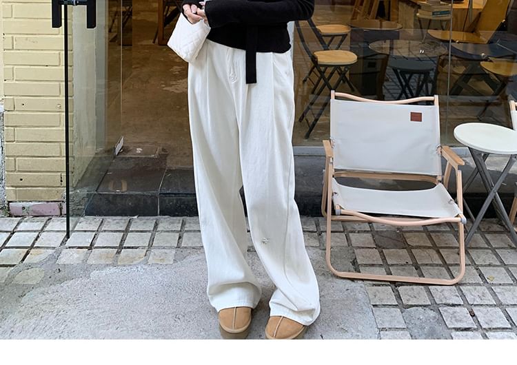 Joyciful - Asymmetrische, effen gebreide top met lange mouwen en off-shouldermotief