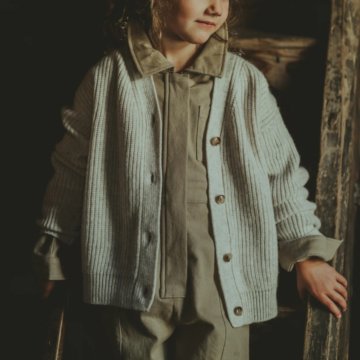 Matu Merino Wool Cardigan | White Sand Melange