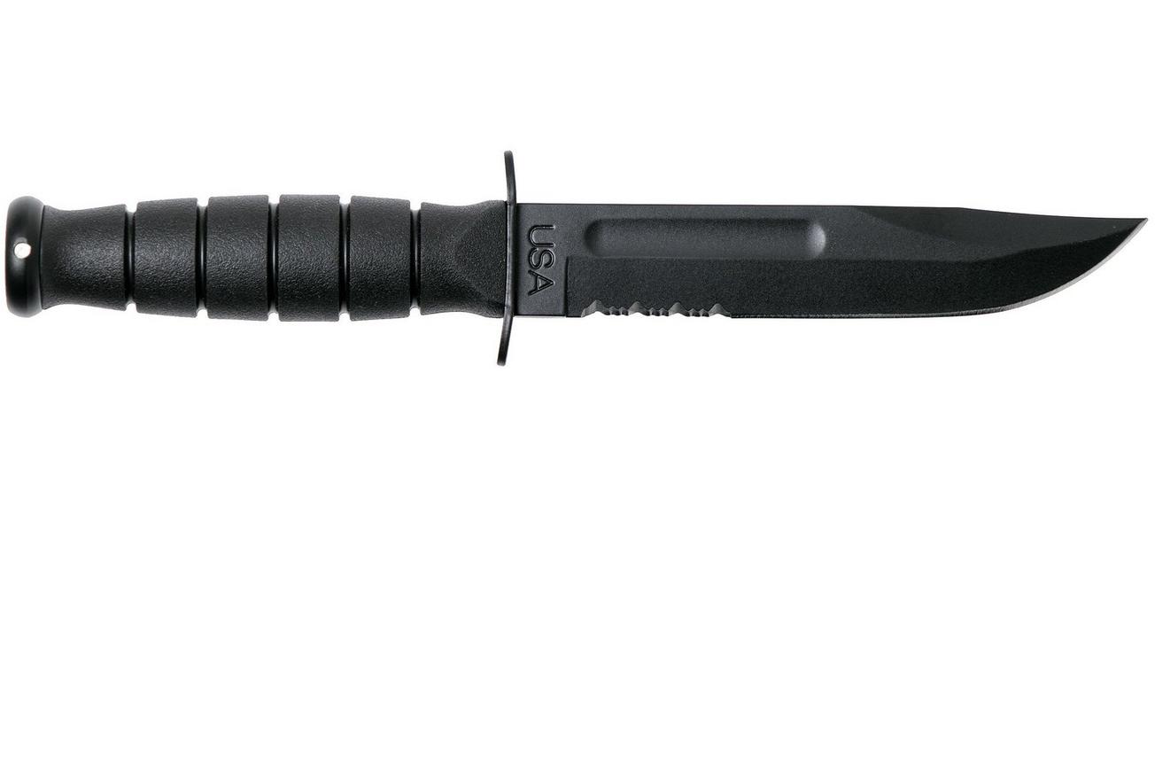 KA-BAR Short 1259 deels gekarteld, vaststaand mes, kunststof foedraal
