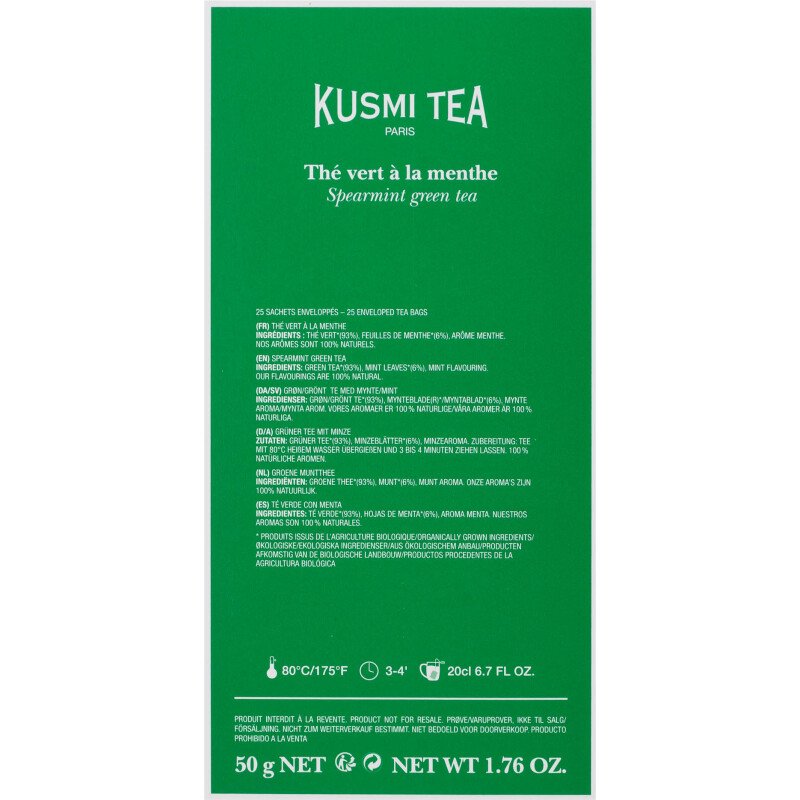 Thé vert à la menthe Bio Kusmi Tea - Boîte de 25 sachets