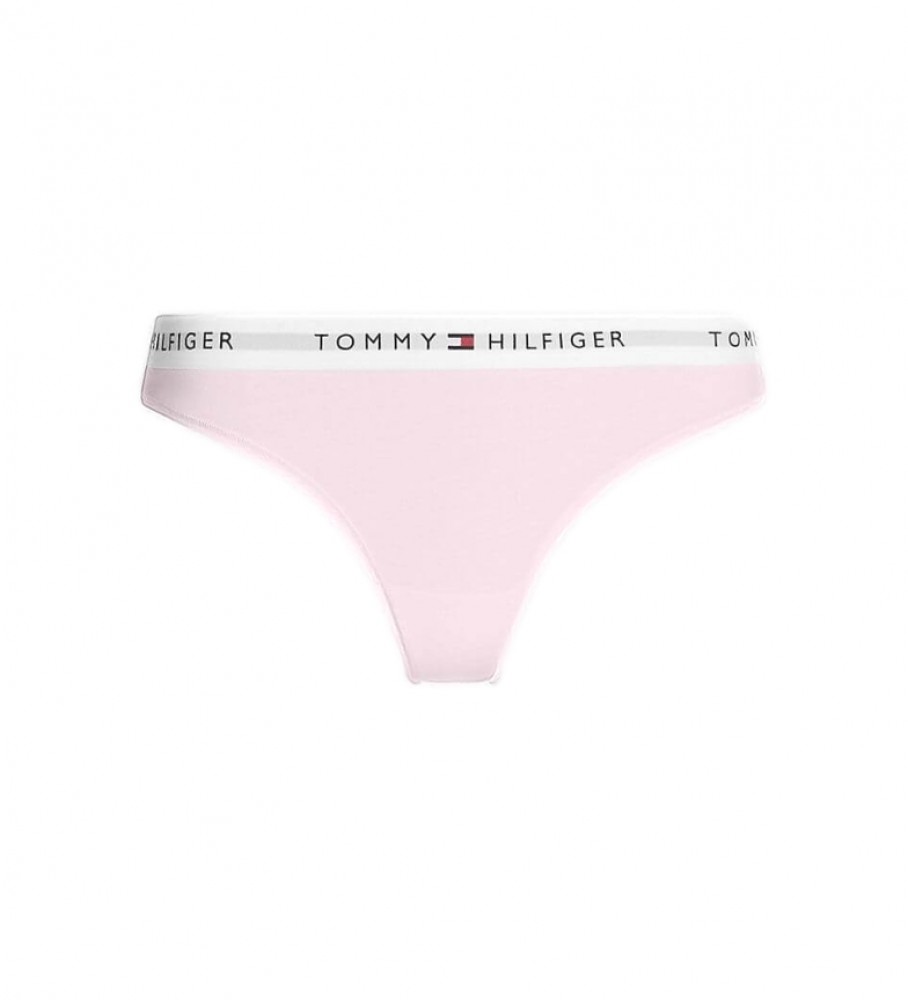 Calcinha fio dental Tommy Hilfiger com logo na cintura, rosa
