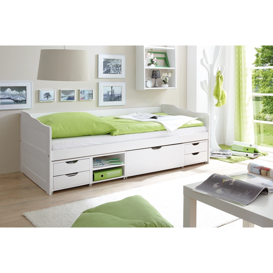 TICAA Sofabett Funktionsbett Gästebett Marlies Kiefer Weiß Weiß