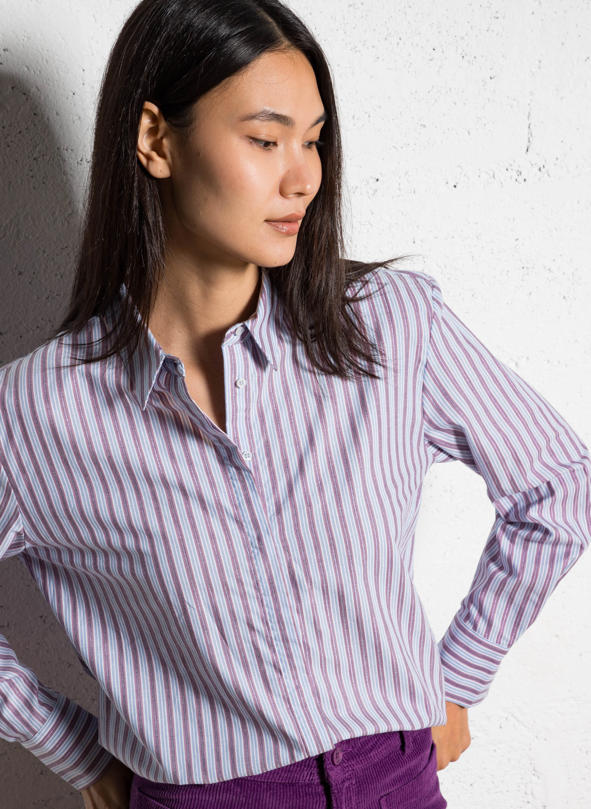 ESMERALDA - Chemise droite en coton mélangé | Rouge