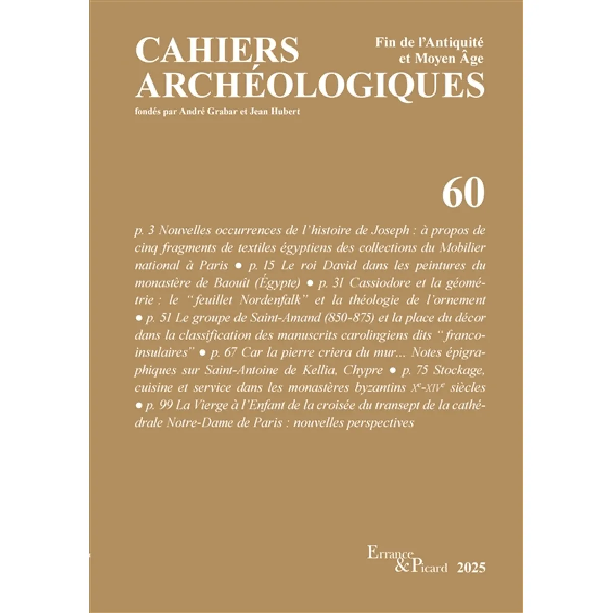 Cahiers archéologiques (Les), n° 60
