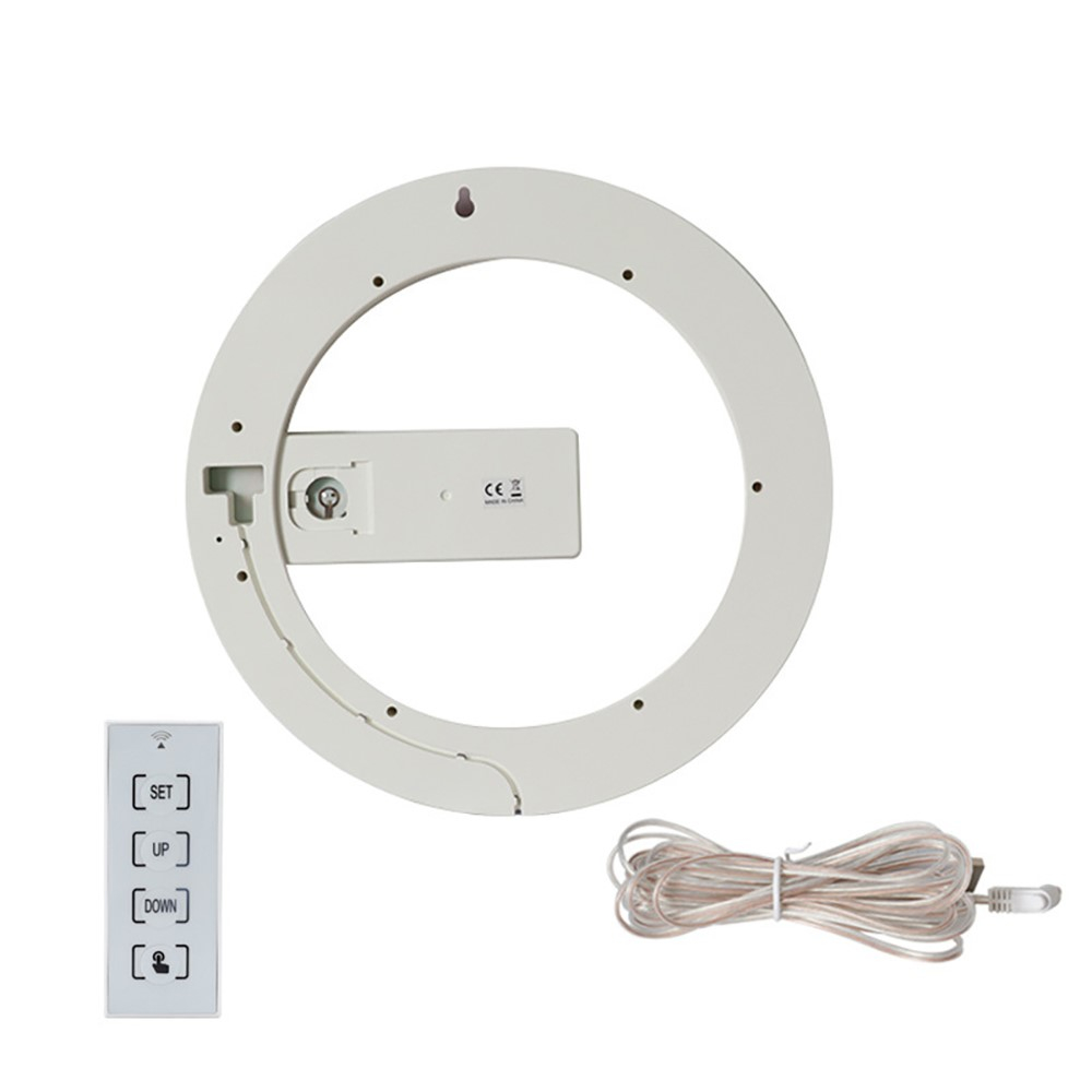 (Ø30.5cm) Digitale LED Wanduhr Spiegel Wecker mit RGB Ring Nachtlicht - Weiss