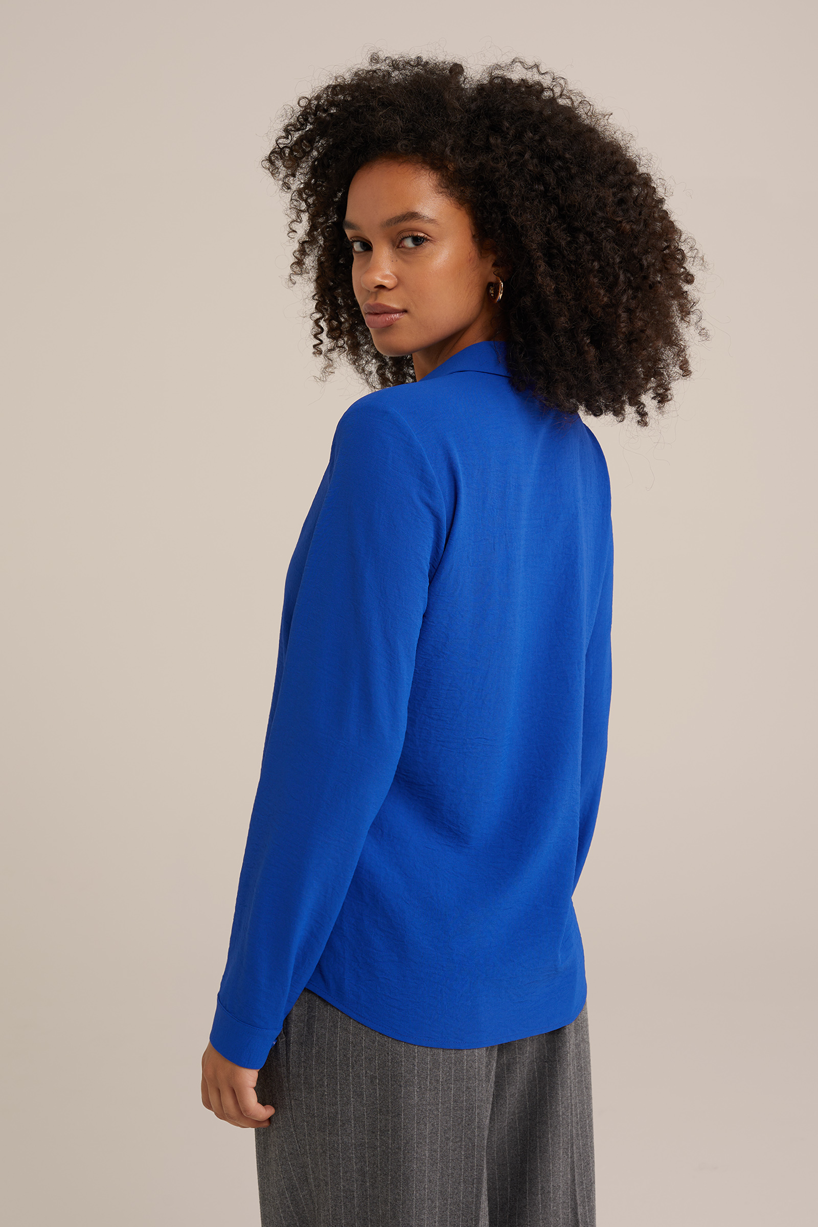 blouse met fijne structuur WE Fashion Kobaltblauw