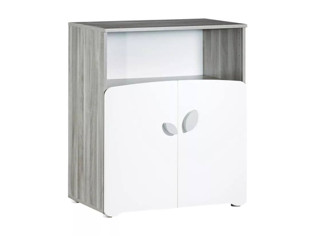 Commode à langer 2 portes 97x76x66cm en bois gris