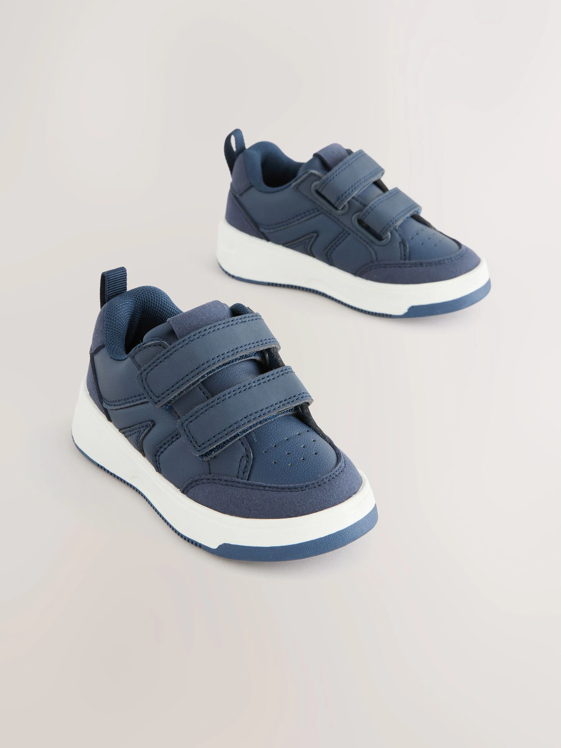 Marineblauw - Trainers met Klittenbandsluiting en twee banden