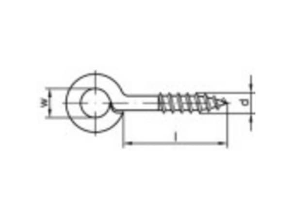 TOOLCRAFT Ringschraubösen type 1 (Ø x L) 10 mm x 25 mm Galvaniseret stål 100 stk