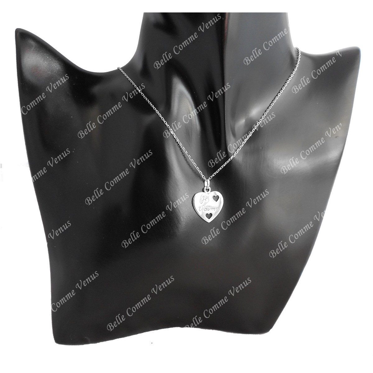 Collier coeur gravé Je t'aime Argent 925 Rhodié
